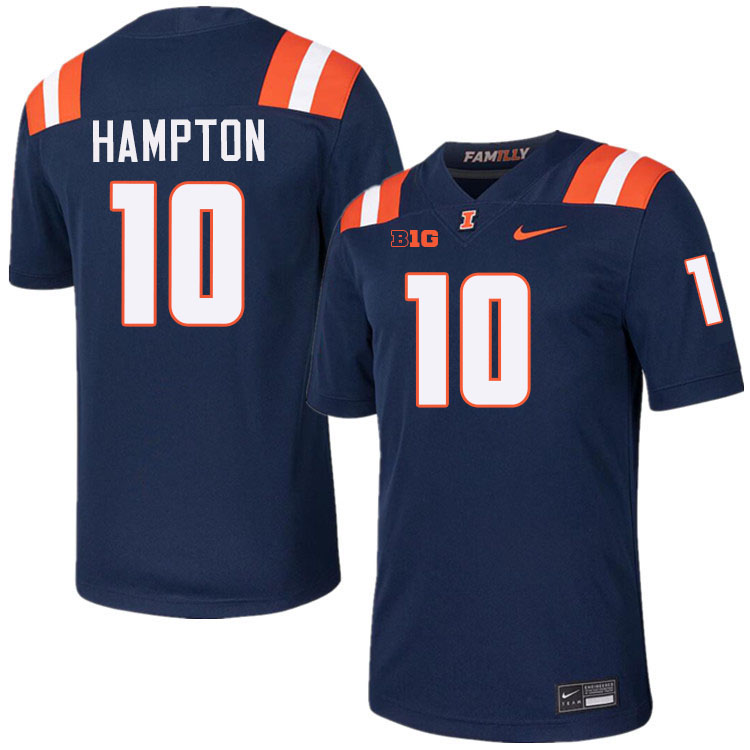 #10 Ethan Hampton Illinois Fighting Illini Football Jersey,Uniforms-Navy #10 Ethan Hampton Illinois Fighting Illini Football Jersey,Uniforms-Navy